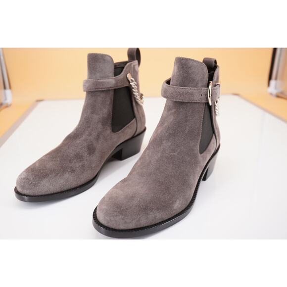 Salvatore Ferragamo Ardisievit Chain Ankle Boots Sz 6 C Chelsea $930 Grey Suede - Picture 7 of 9